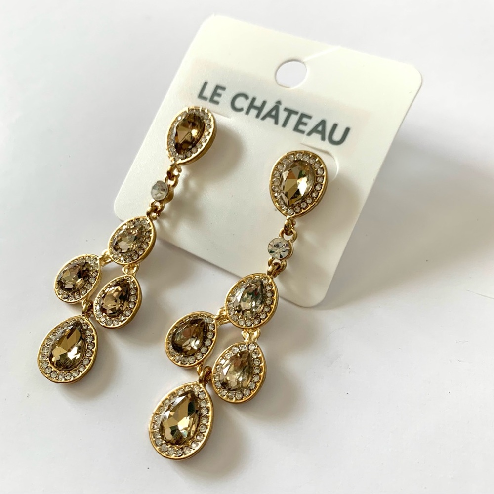 Le Chateau bling chandelier earrings NWT